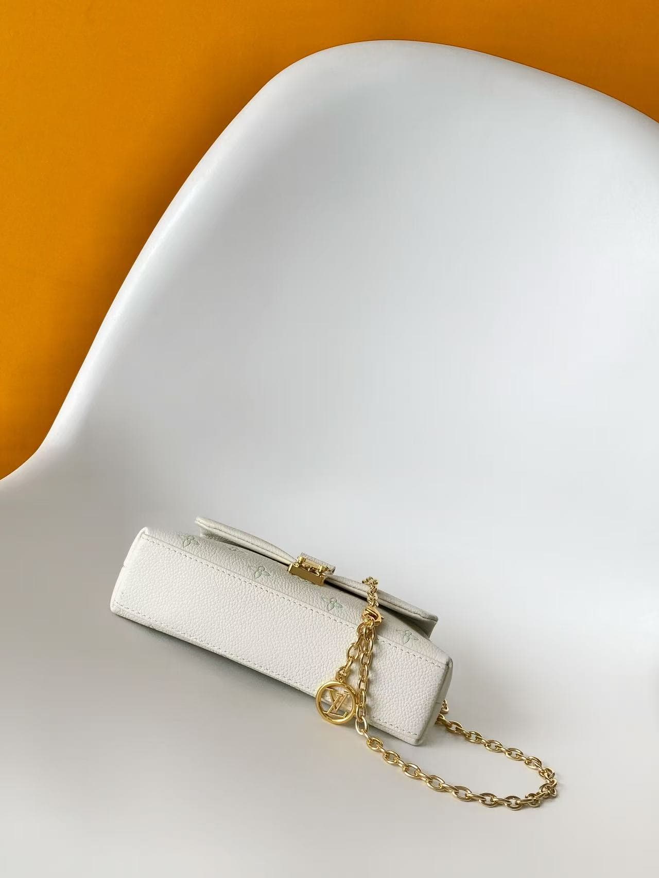 Louis Vuitton Nano Madeleine Milky White/Green Embossed grained cowhide leather M27698 High