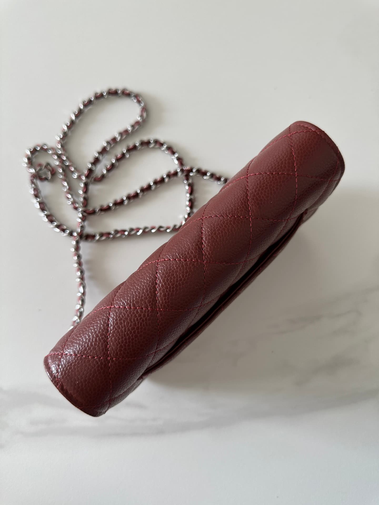 Chanel Classic Wallet on Chain Grained Shiny Calfskin & Silver-Tone Metal AP4241 Dark Brown High
