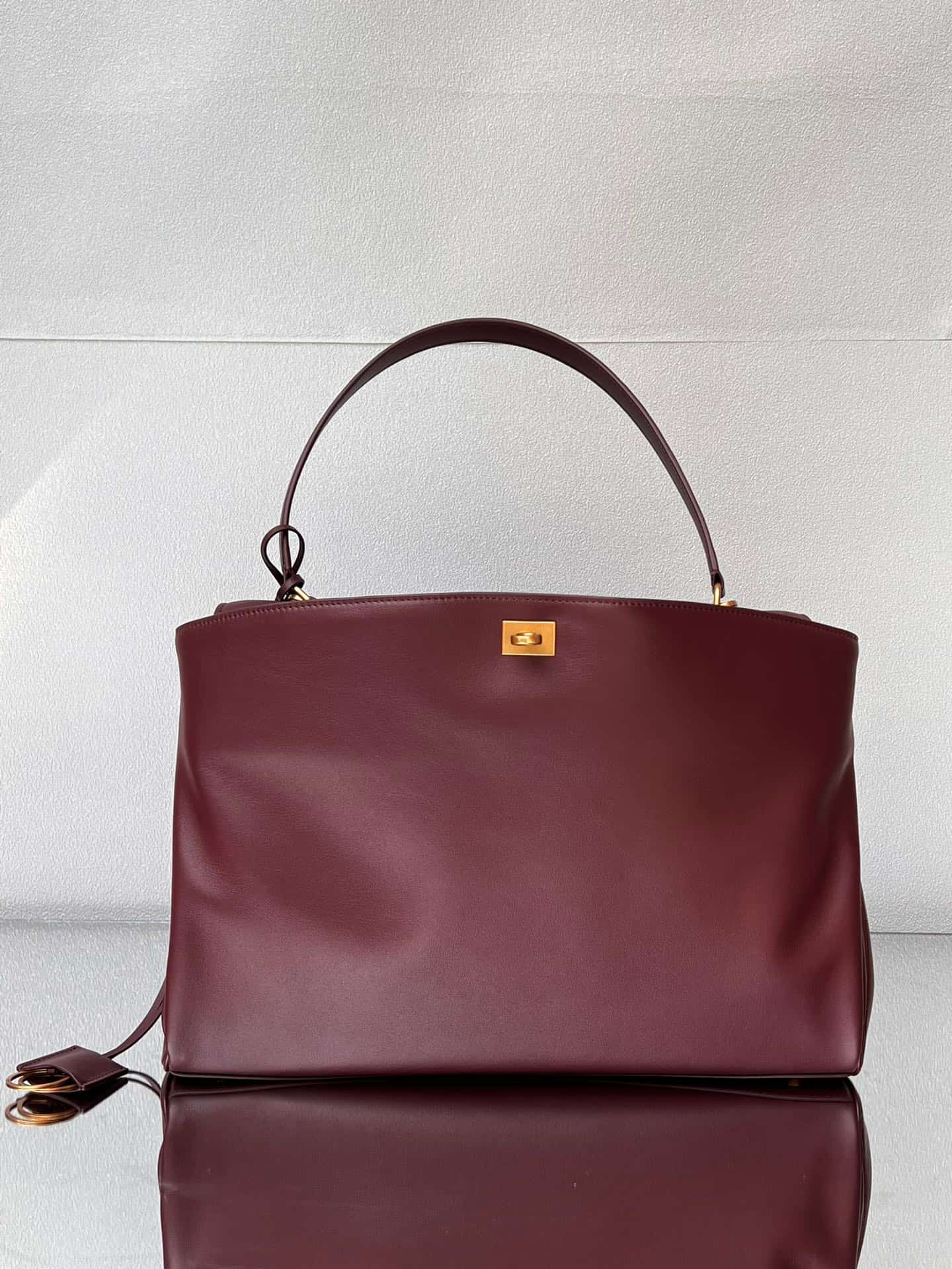 Balenciaga Rodeo Large Bag in Dark Burgundy Leather With Gold-Tone Metal TOP