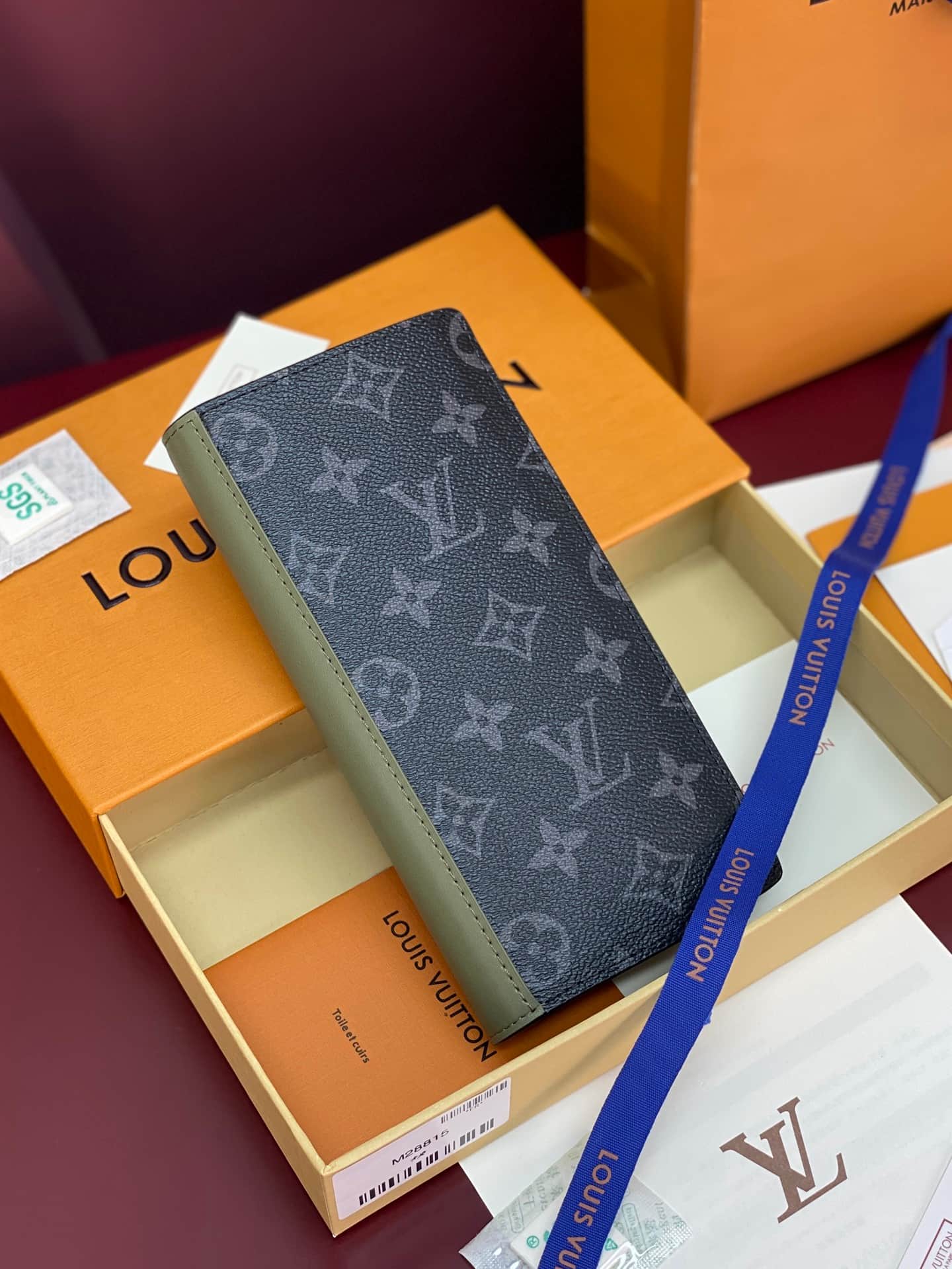 Louis Vuitton Brazza Wallet Khaki Green Monogram Eclipse coated canvas M28815 High