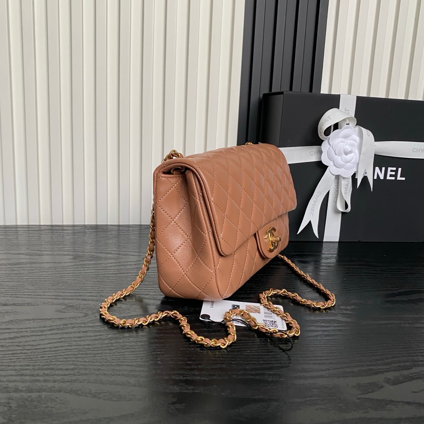 Chanel Classic Flap Bag Lambskin & Gold-Tone Metal AS5756 Tan High