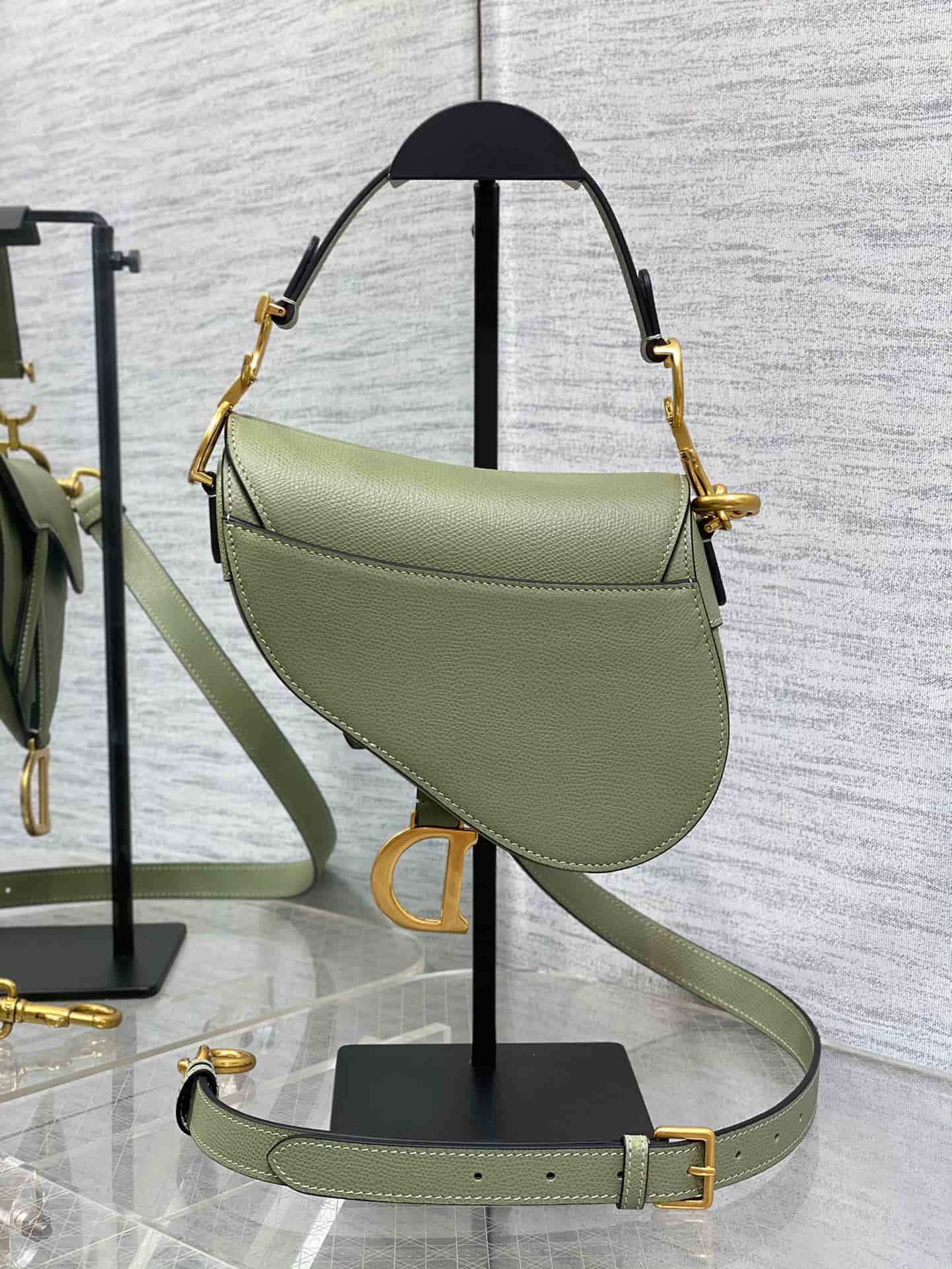 Mini SADDLE BAG Grained Calfskin Clay Green High
