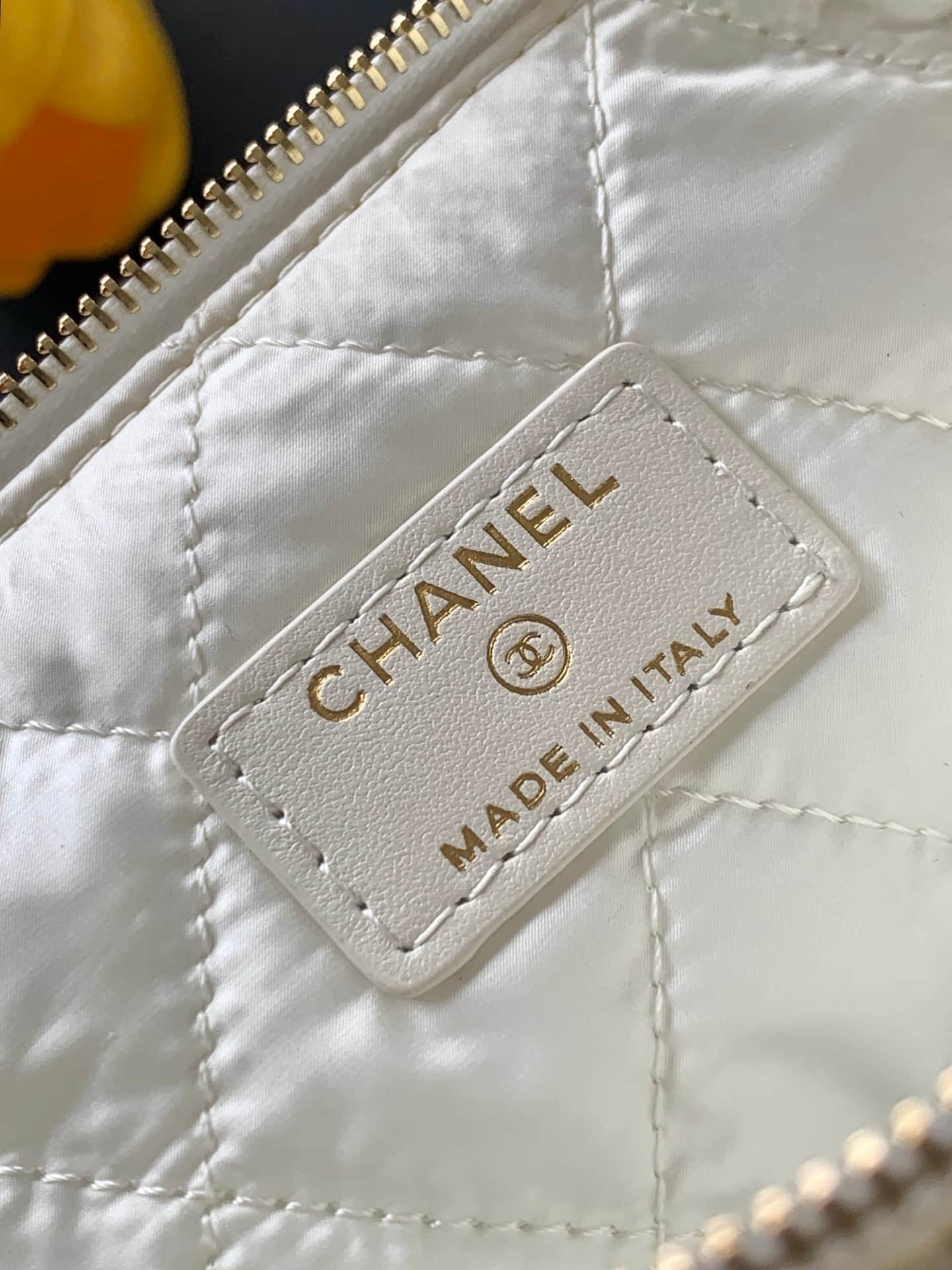 Chanel Zipped Case Printed Fabric & Gold-Tone Metal Blue & White AS4989 A