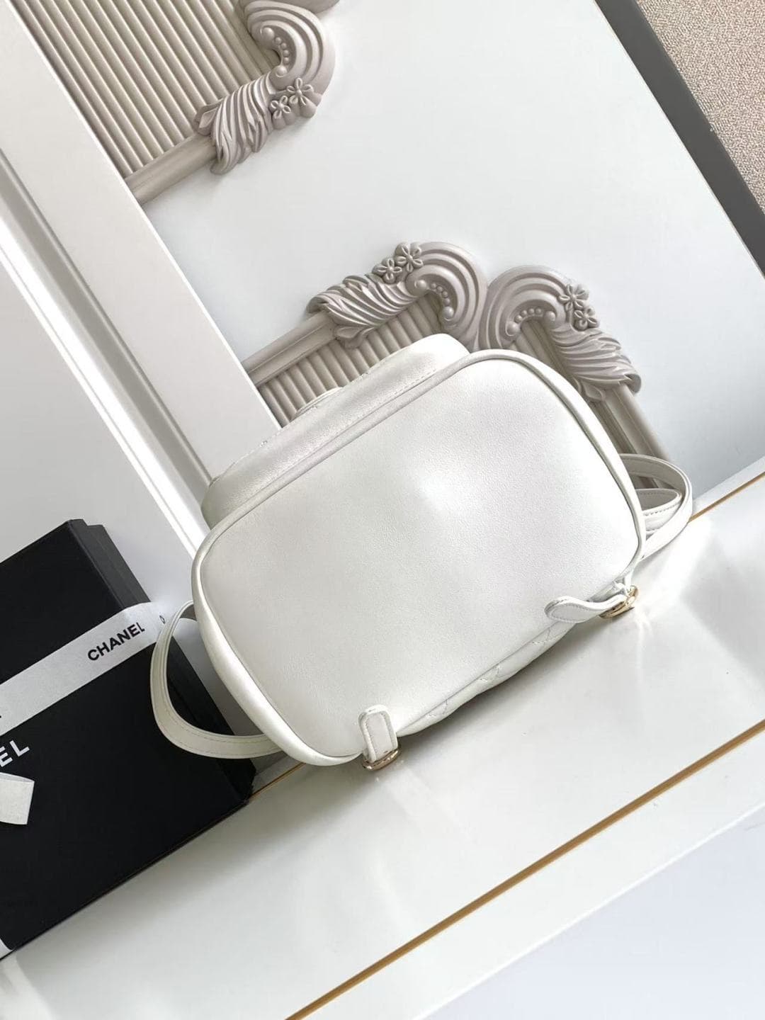 Chanel Medium Quilted Duma Backpack Lambskin AS3618 White A