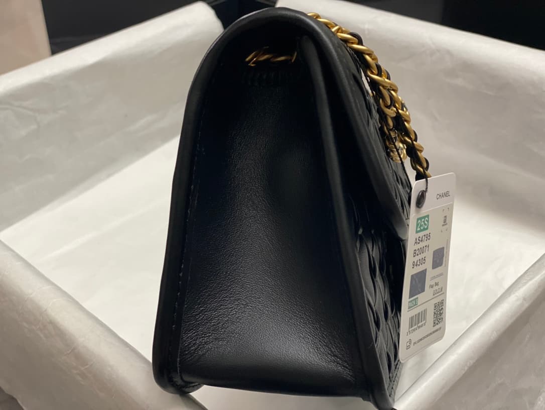 Chanel Small Flap Bag Metallized Braided Calfskin & Gold-Tone Metal  Black AS4797 High