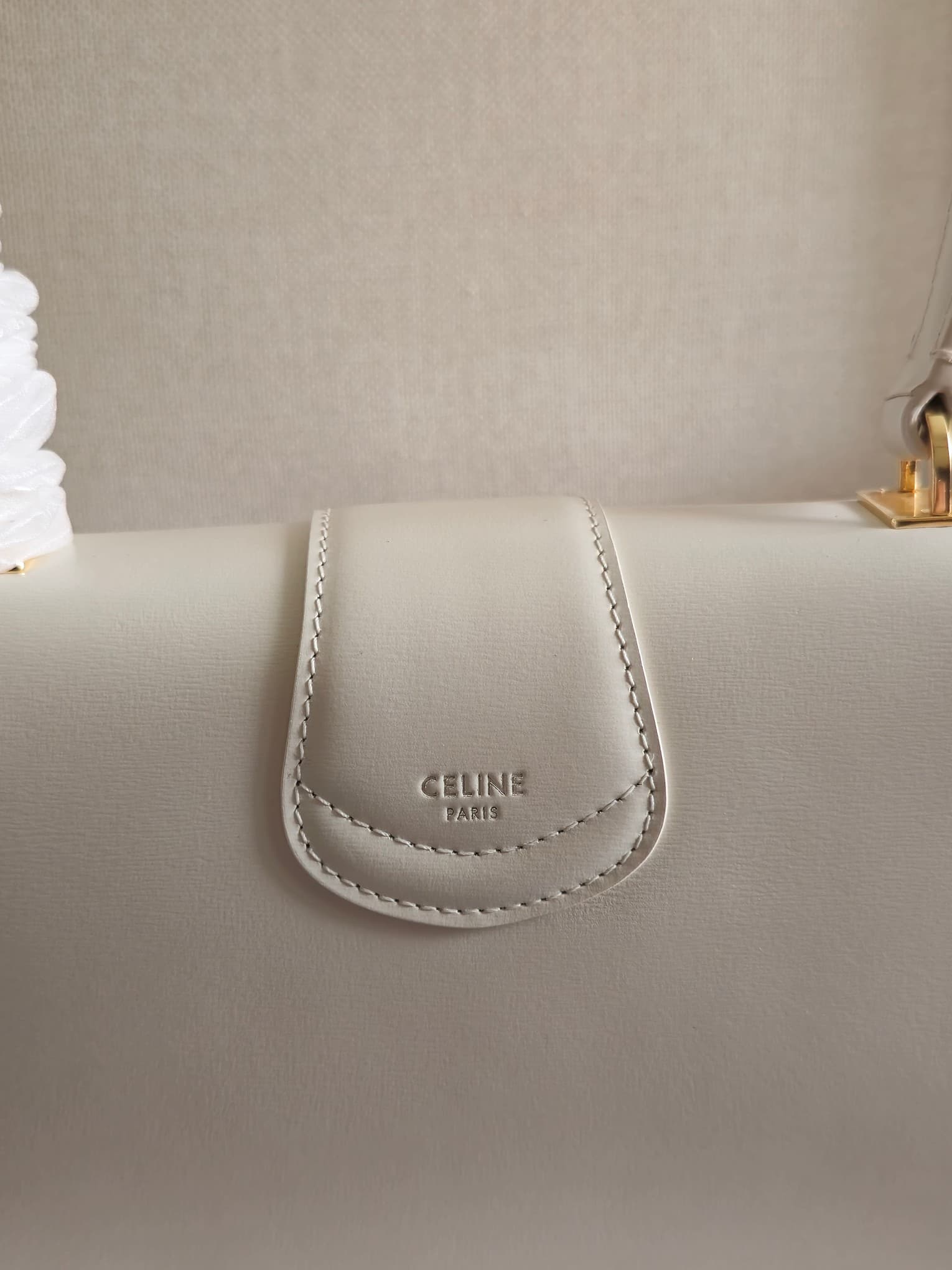 Celine Josephine Teen Bag in White Patent Calfskin High