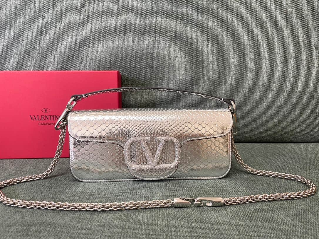 Valentino Garavani MINILOC small shoulder bag 1133S Calfskin Silver High