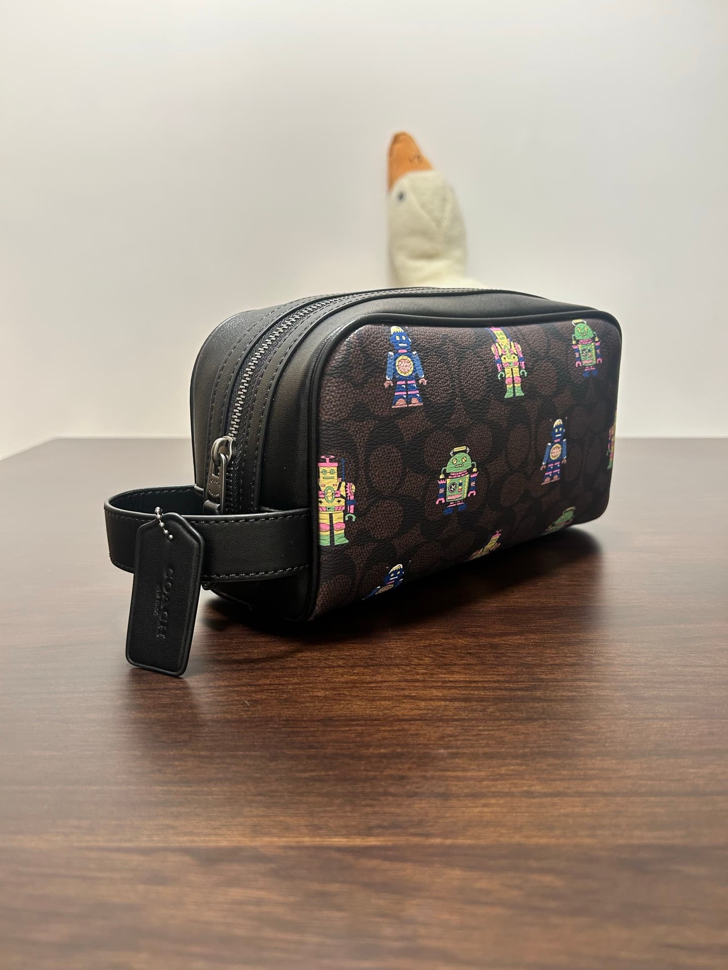 Coach Small Travel Kit in Signature Coated Canvas with Vibrant Robot Print High