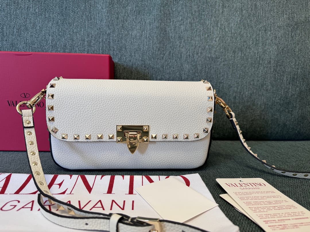 Valentino Garavani Small Rockstud Shoulder Bag White High