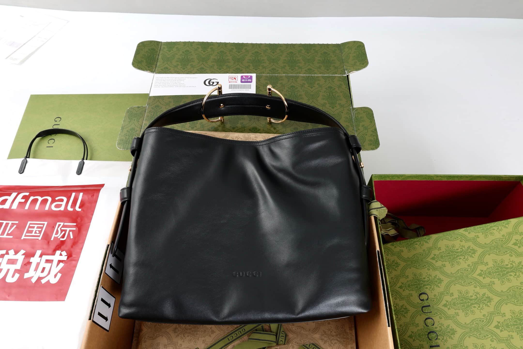 Gucci Beatrix medium tote bag Black soft smooth leather ‎850926 High