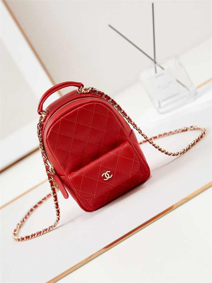 Chanel Mini Backpack Grained Calfskin Gold-Tone Metal AP3753 Red A