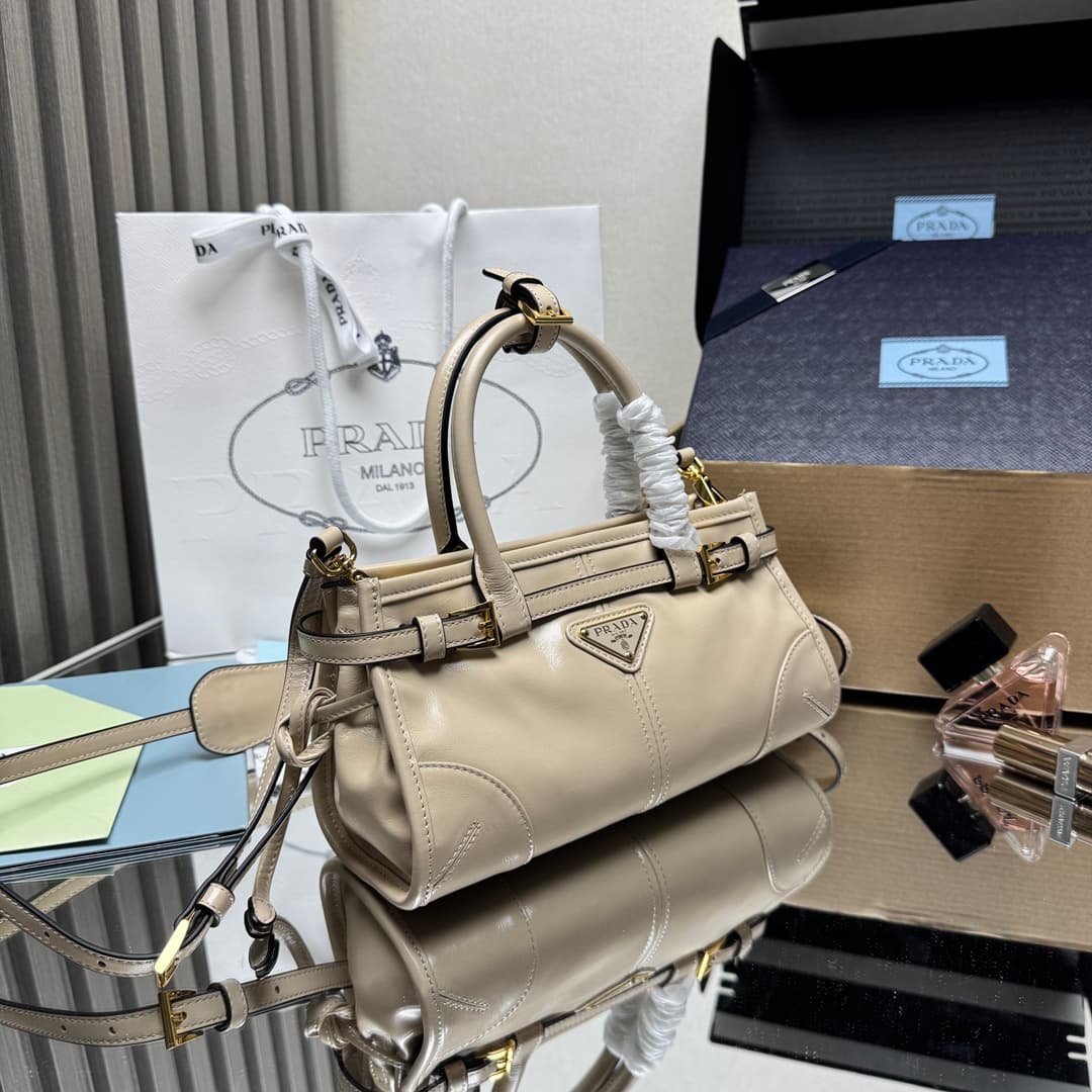 Prada Bonnie leather mini handbag Calfskin leather 1BA486 Travertine High