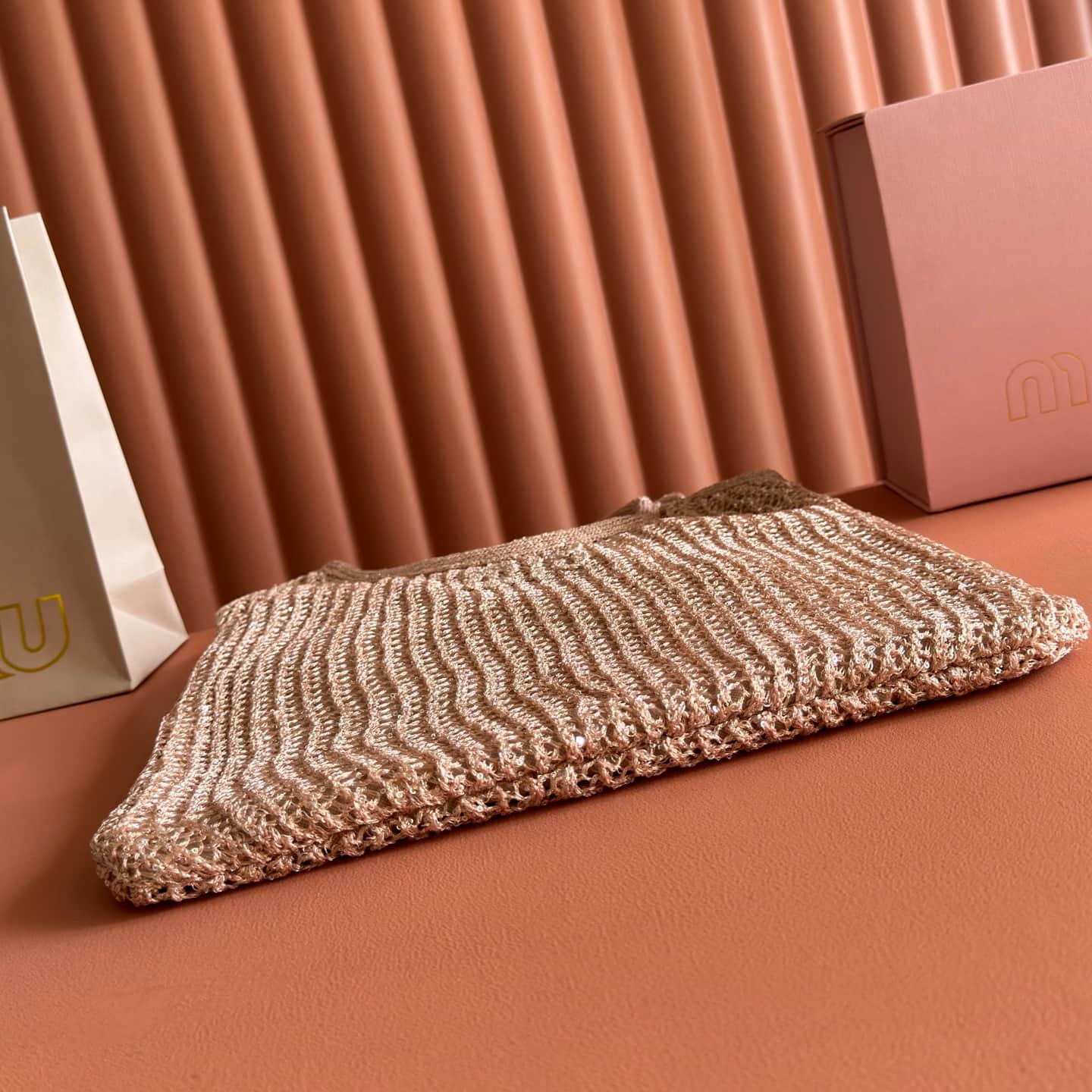 Miu Miu Ivy sequin mesh bag Powder Pink 5BG231 TOP