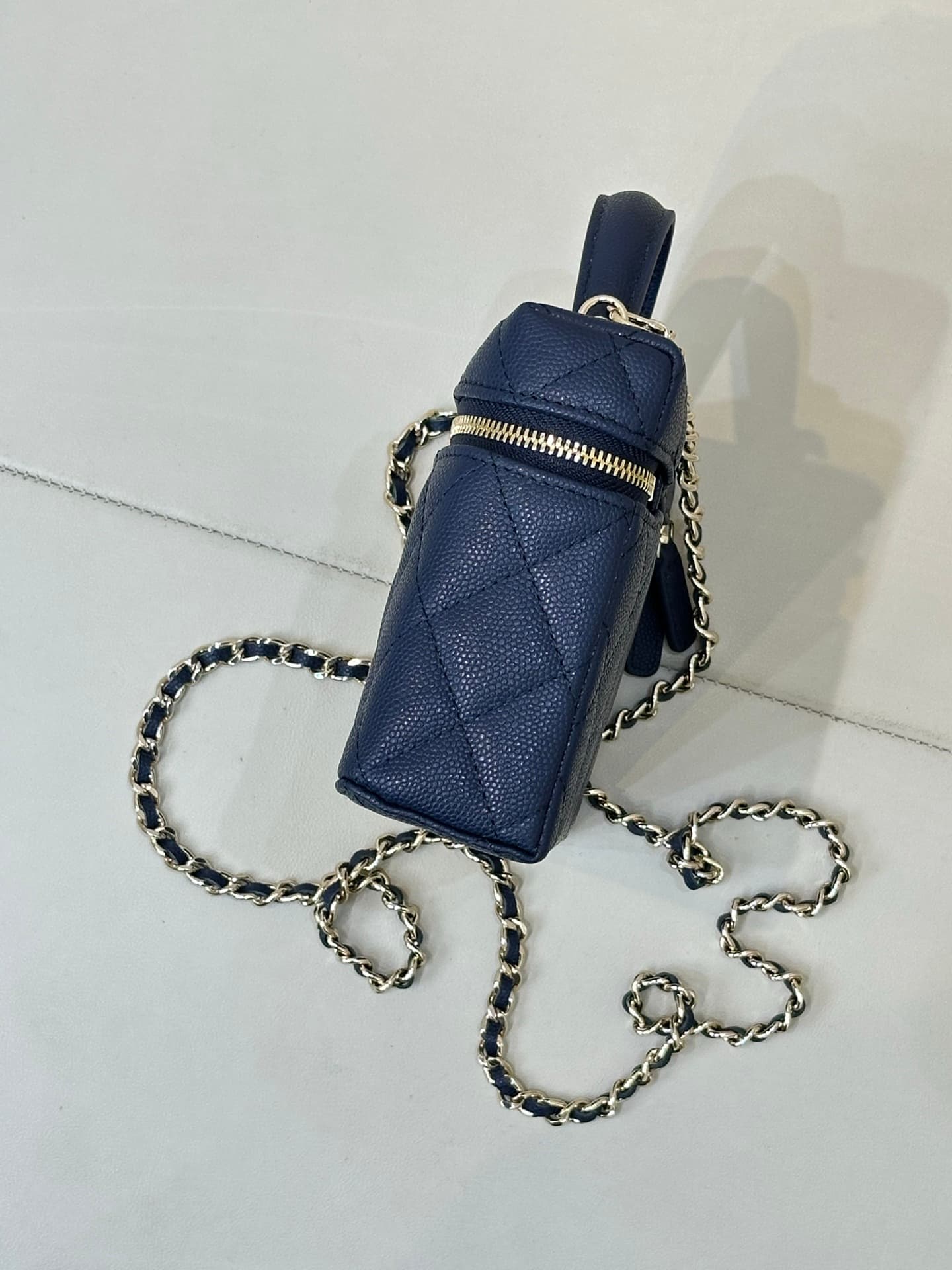 Chanel Classic Vanity with Chain Grained Calfskin & Gold-Tone Metal Dark Blue AP4385 TOP