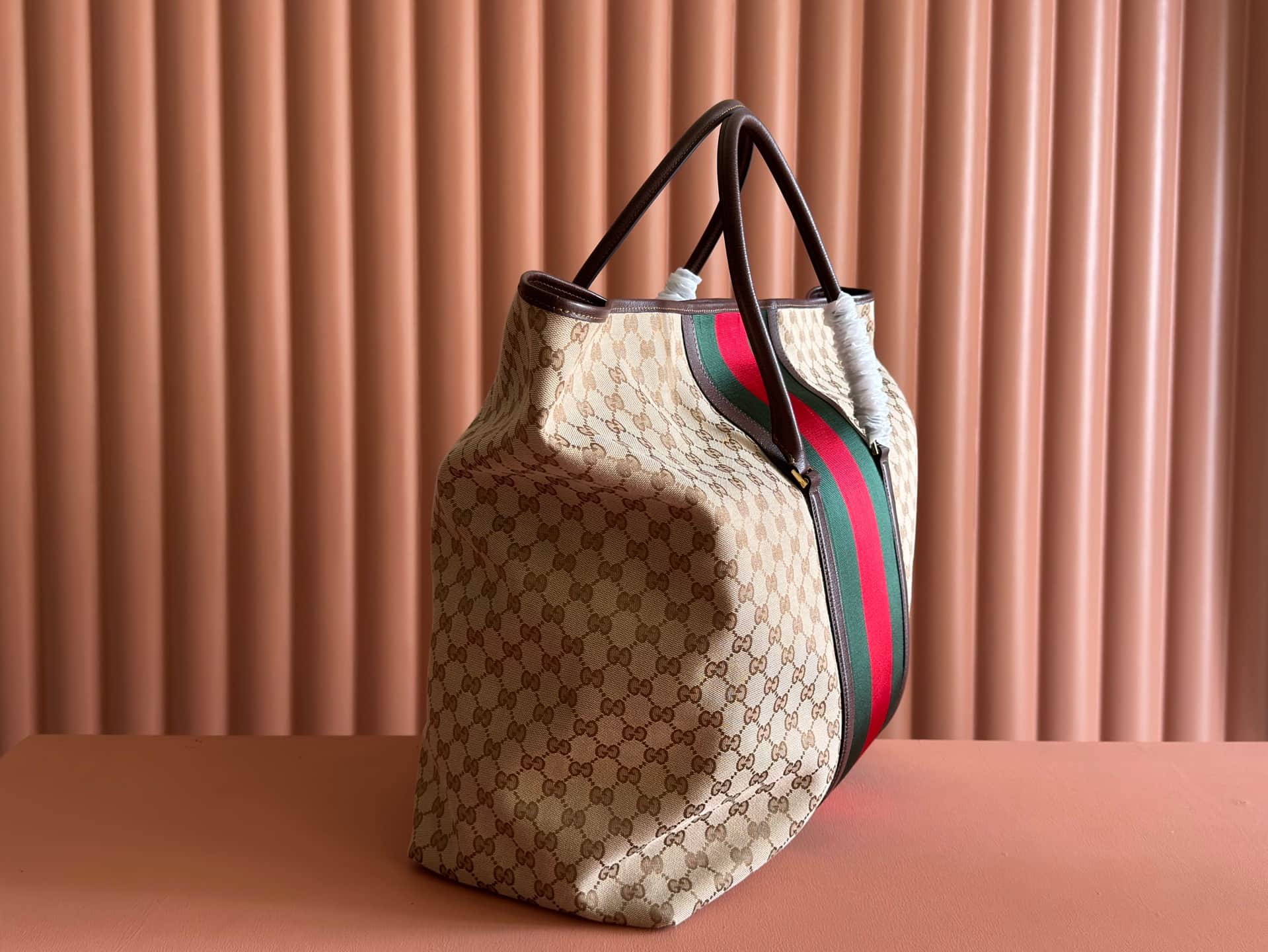 Gucci GG duffle bag with Web Sand and dark brown GG canvas ‎874979 High