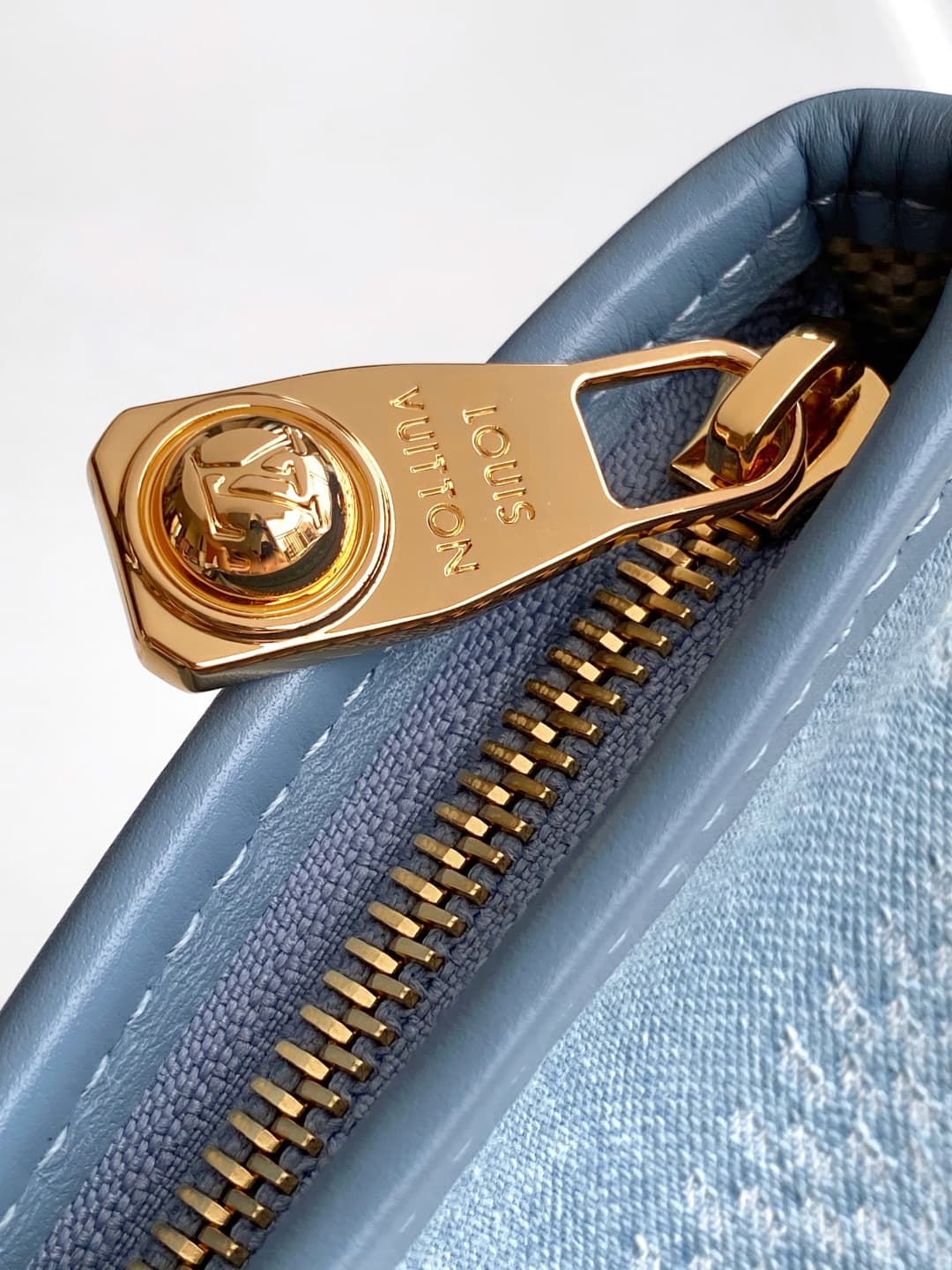 Louis Vuitton Nevereverfull Denim Blue Damier Denim 3D cotton canvas N00198 High