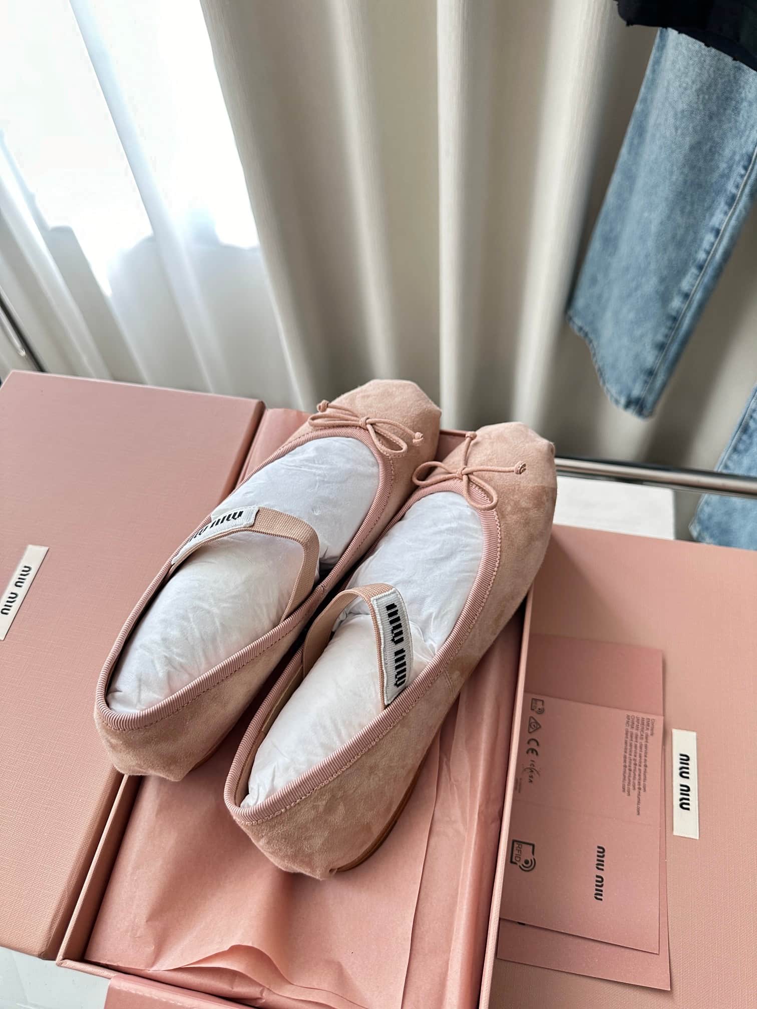 Miu Miu Suede Ballet Flat Shoes Women
