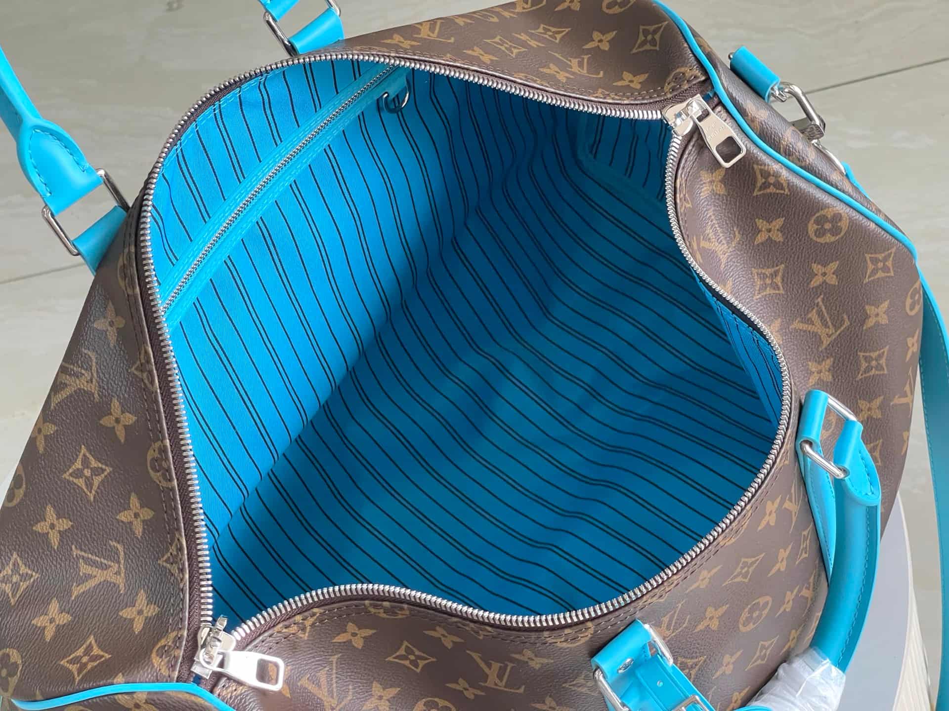 Louis Vuitton Keepall Bandoulière 50 Blue Monogram Macassar coated canvas M12629 TOP