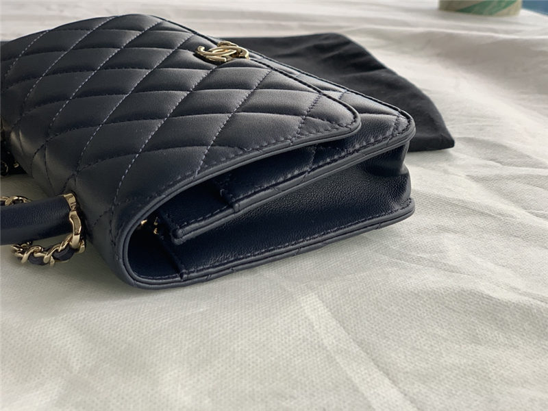 Chanel Wallet on Chain With Handle AP2844 Lambskin & Gold-Tone Metal Navy A