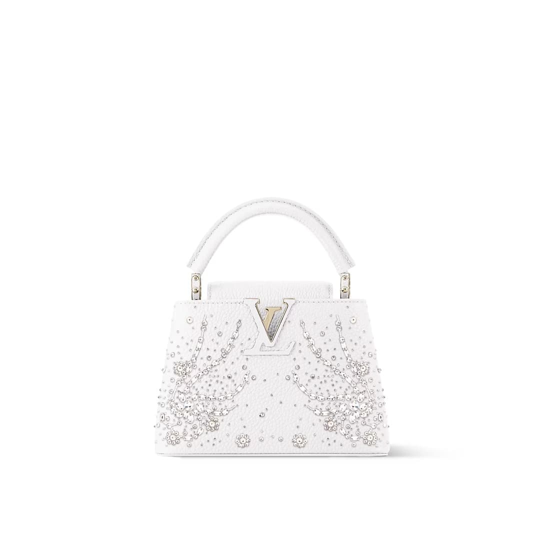 Louis Vuitton Capucines Mini Lily White Calf Pirita leather with embroidered sequins M25934 TOP