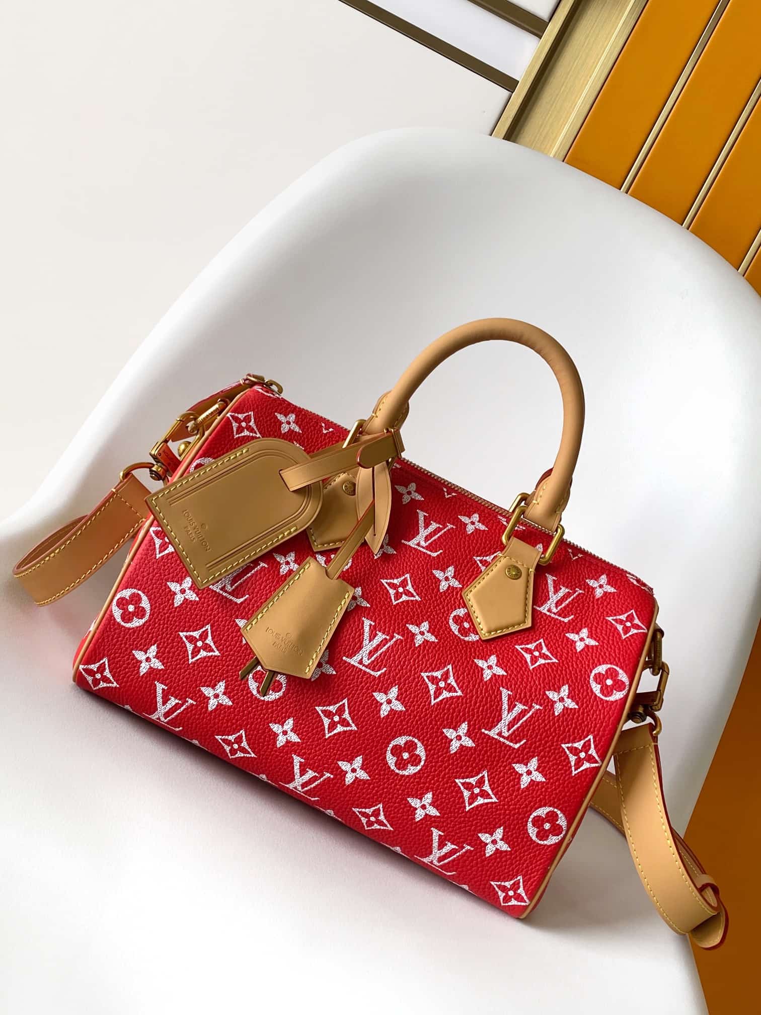 Louis Vuitton Speedy P9 Bandoulière 25 Red Soft calfskin M24425 High
