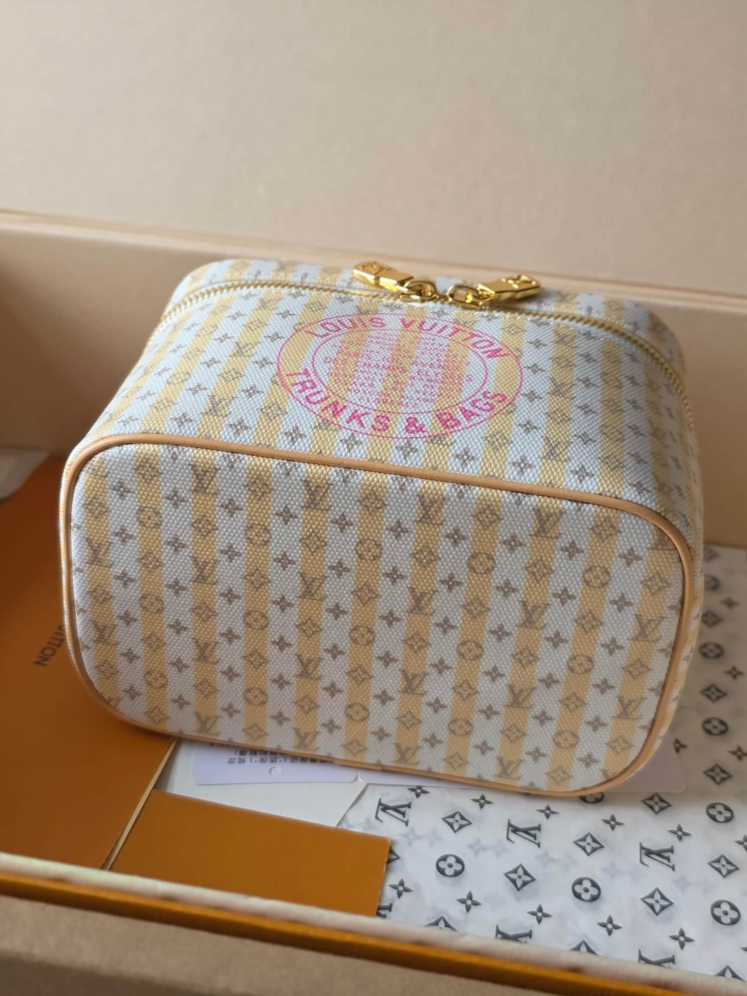 Louis Vuitton Nice Mini Banana Yellow Stamp Linen-and-cotton Canvas M28702 High