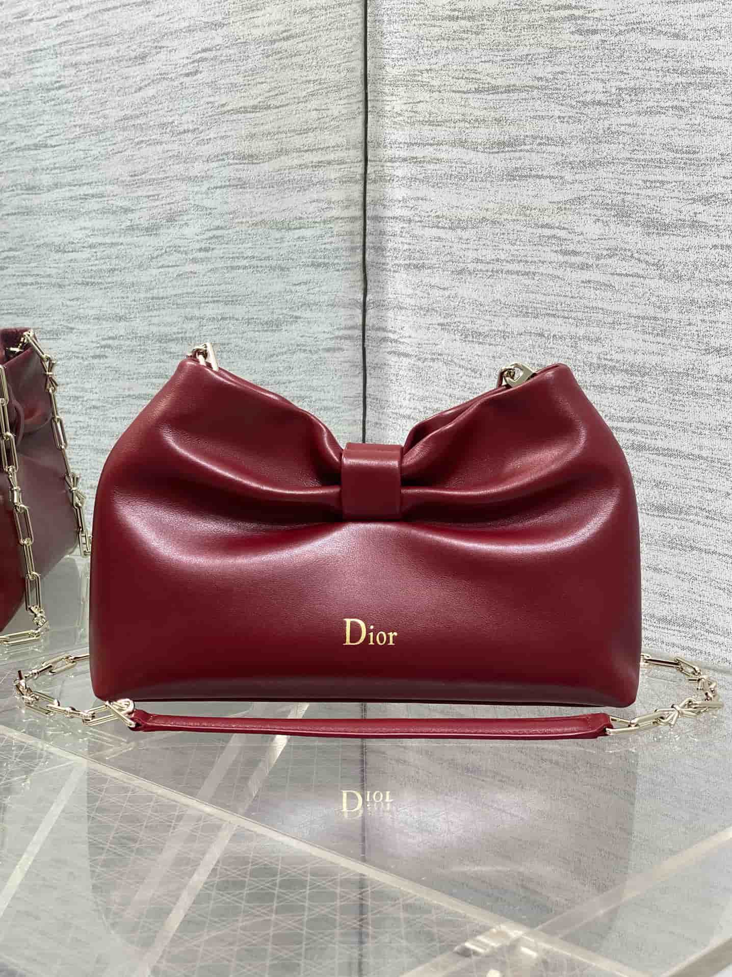 Small Dior Bow Bag Red Leather High