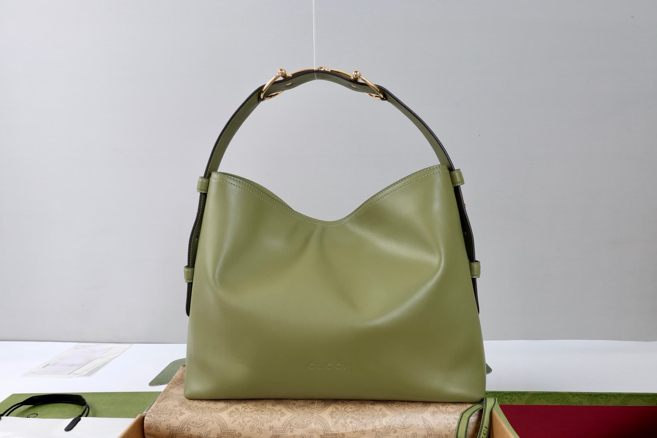 Gucci Beatrix medium tote bag Green soft smooth leather ‎850926 High