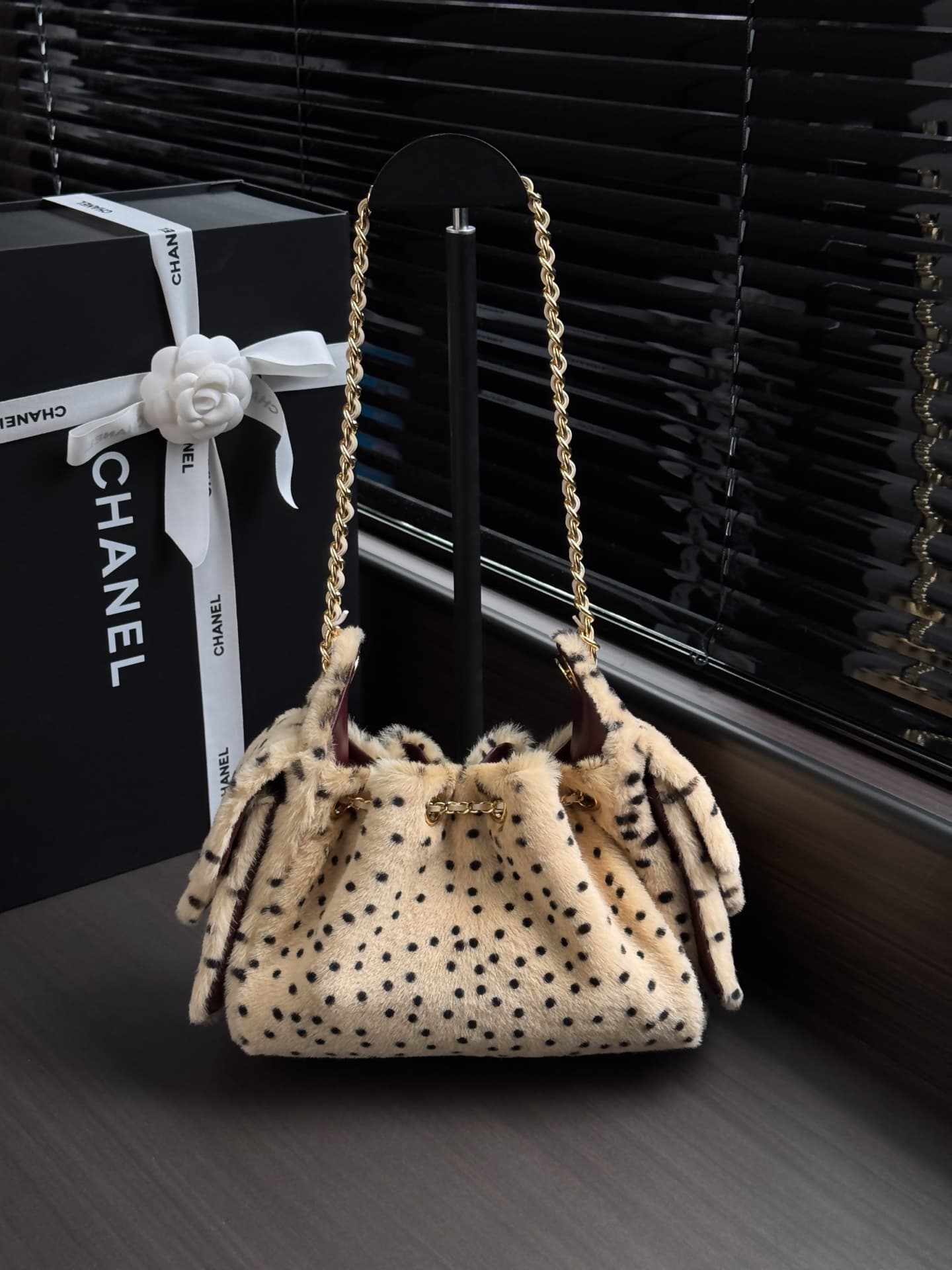 Chanel 25 Mini Hobo handbag AS5631 Lambskin & Gold-Tone Metal Light Beige & Black A