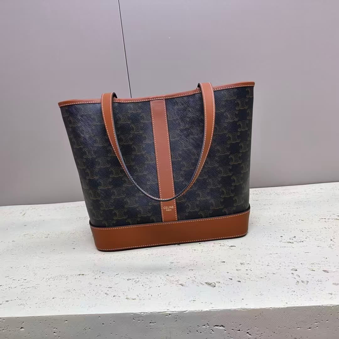 Celine Bucket IN Triomphe Canvas and calfskin high