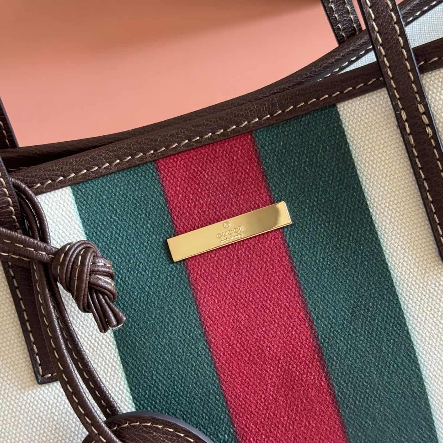 Gucci Tribeca small tote bag with charm natural canvas ‎A0034E High