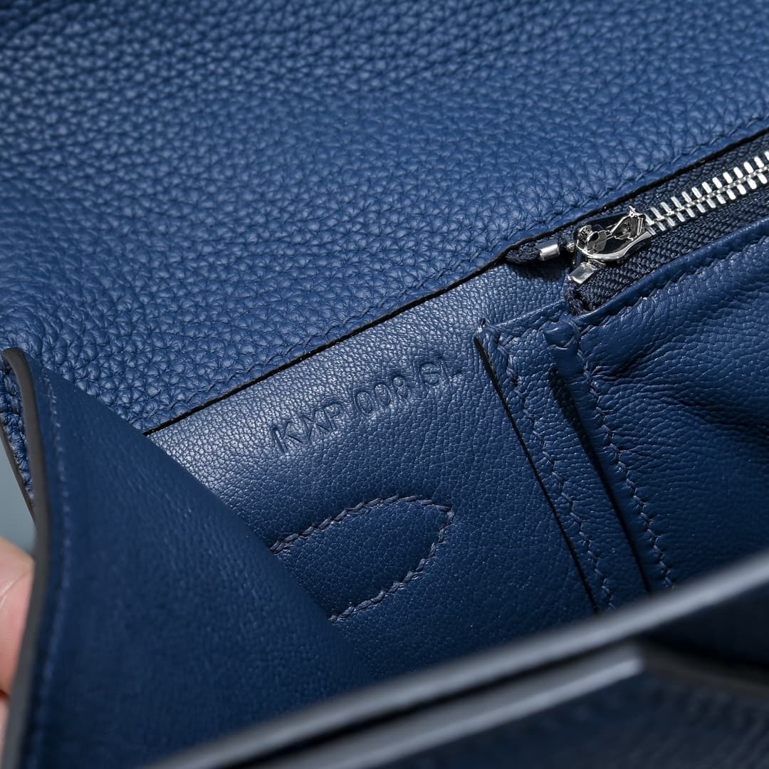 Hermes Kelly depeches Togo 36 briefcase In Dark Blue CalfskIn WAX High