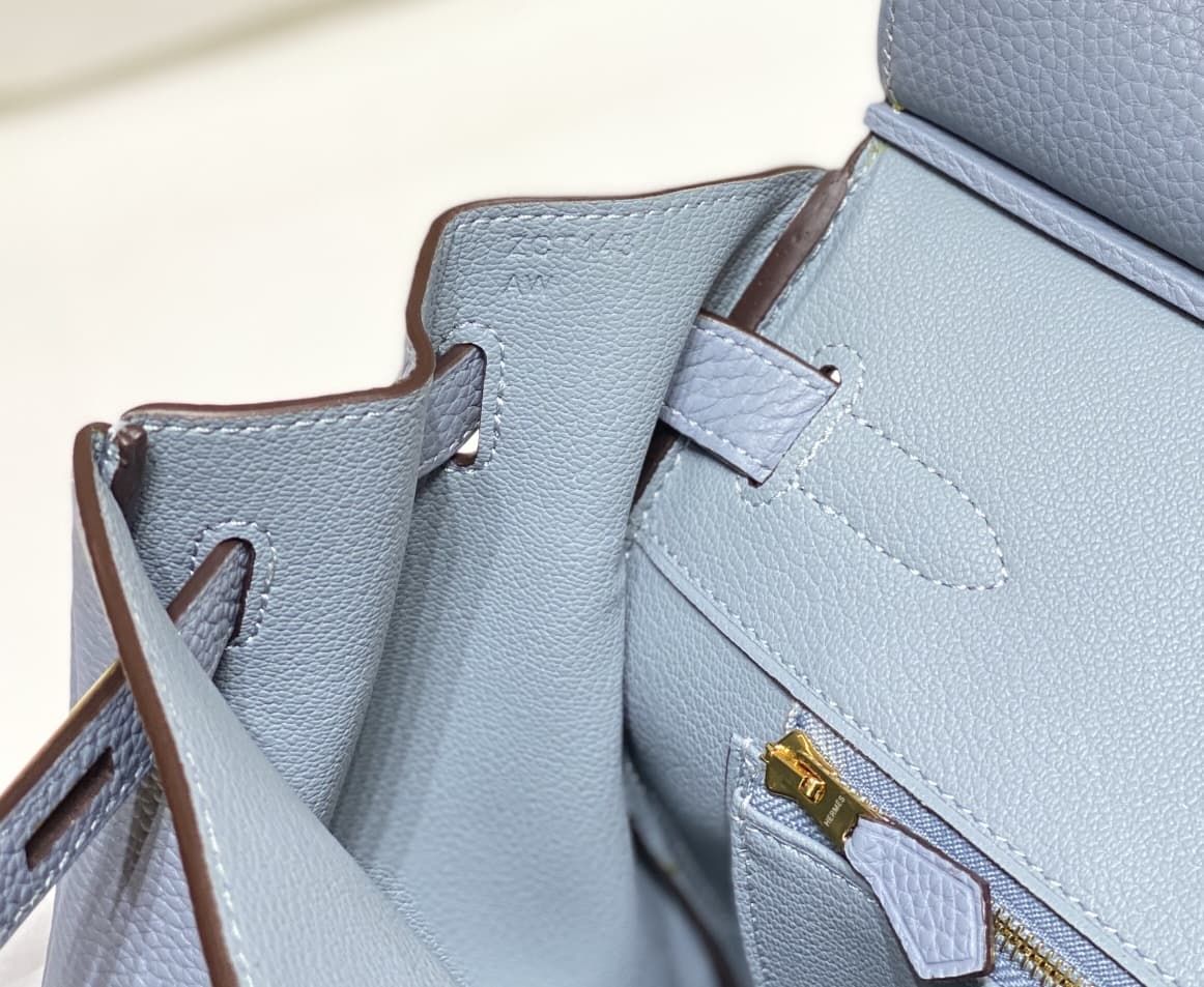 Hermes Birkin 25/30/35cm Bag Calfskin Silver/Gold Metal In Lt-Blue High