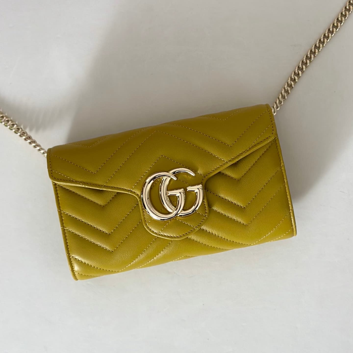 Gucci Marmont wallet on chain ‎Lambskin Yellow 837745 High