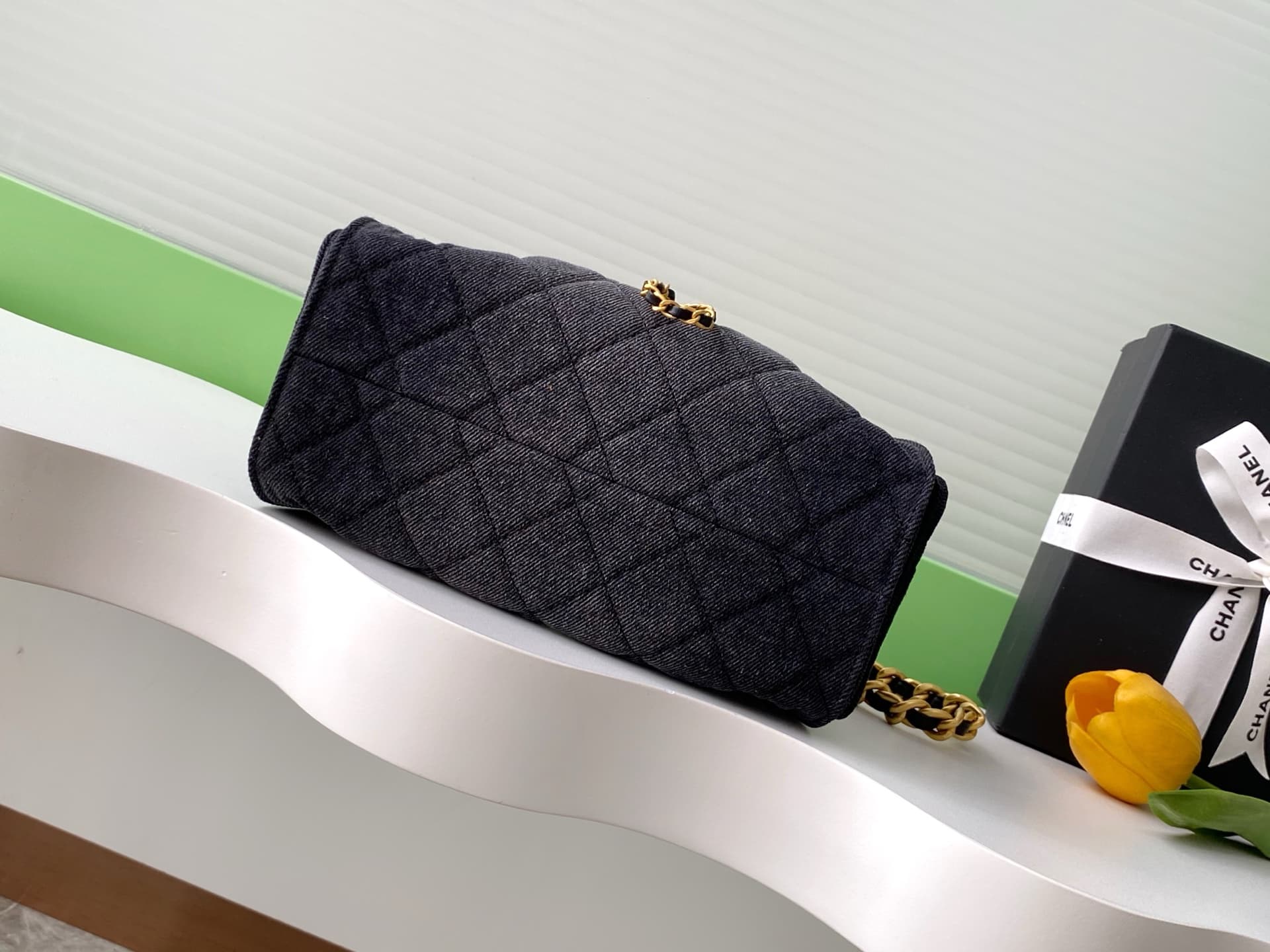Chanel 25 Mini Hobo handbag AS5631 Denim & gold-tone metal Black A