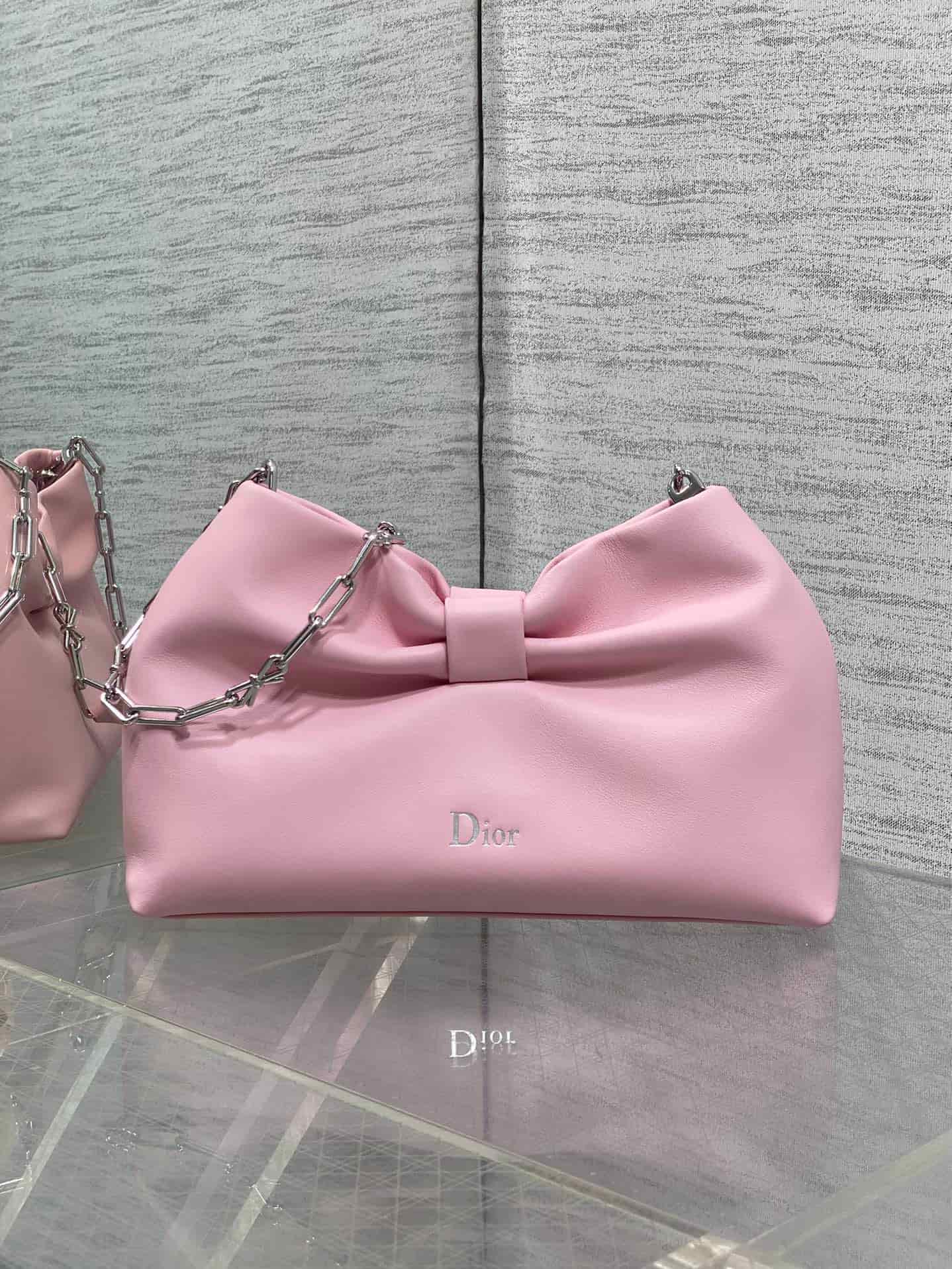 Small Dior Bow Bag Rose Songe Leather High