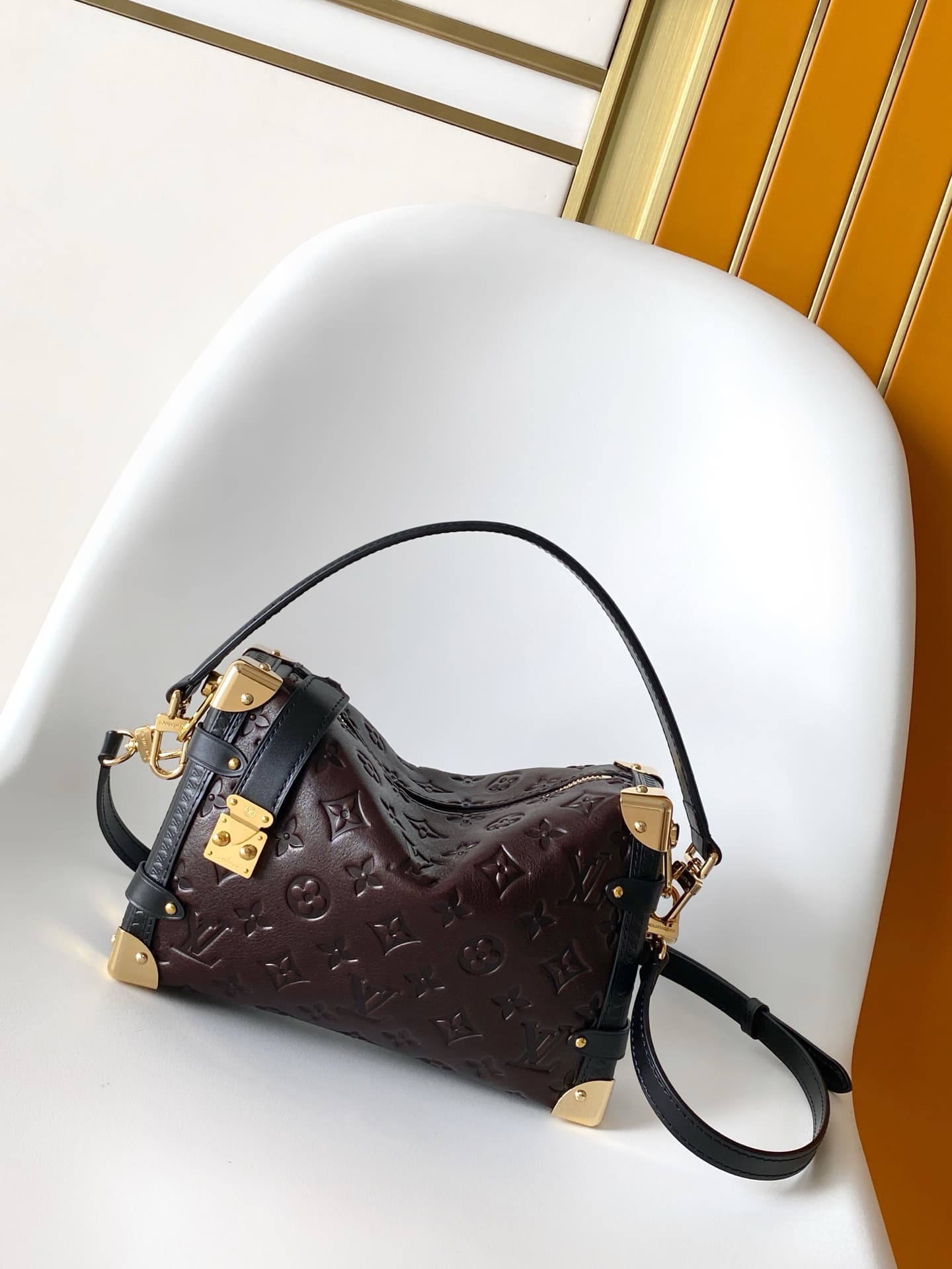 Louis Vuitton Side Trunk MM Acajou Calfskin leather M26304 High