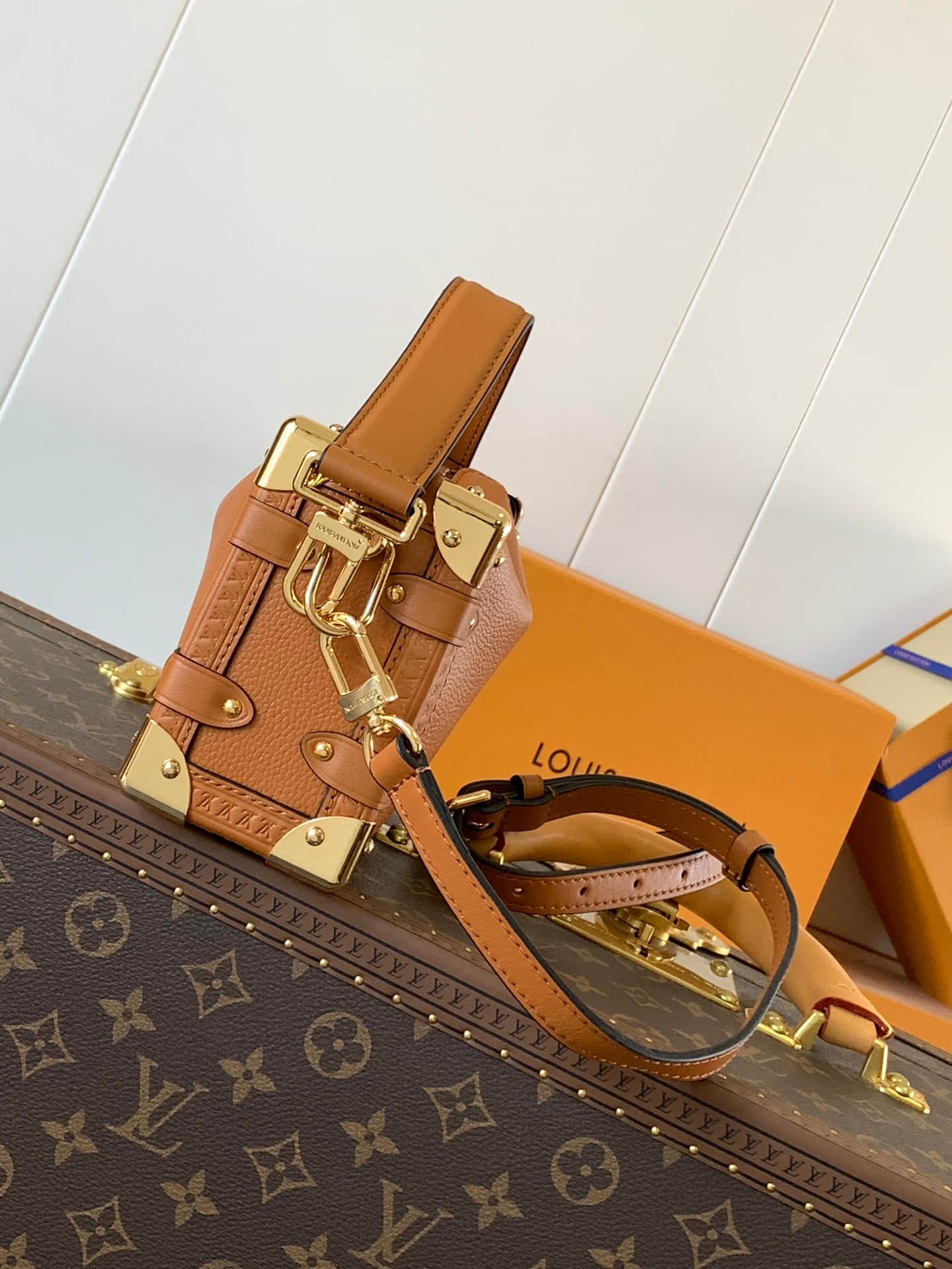 Louis Vuitton Side Trunk PM Tan Calfskin M23818 High