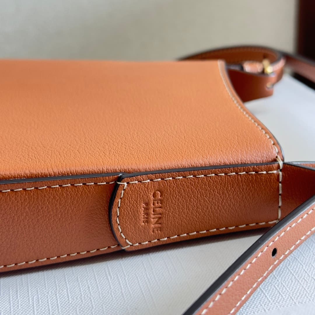 Celine Heloise Phone Pouch in Tan Supple Calfskin Leather High