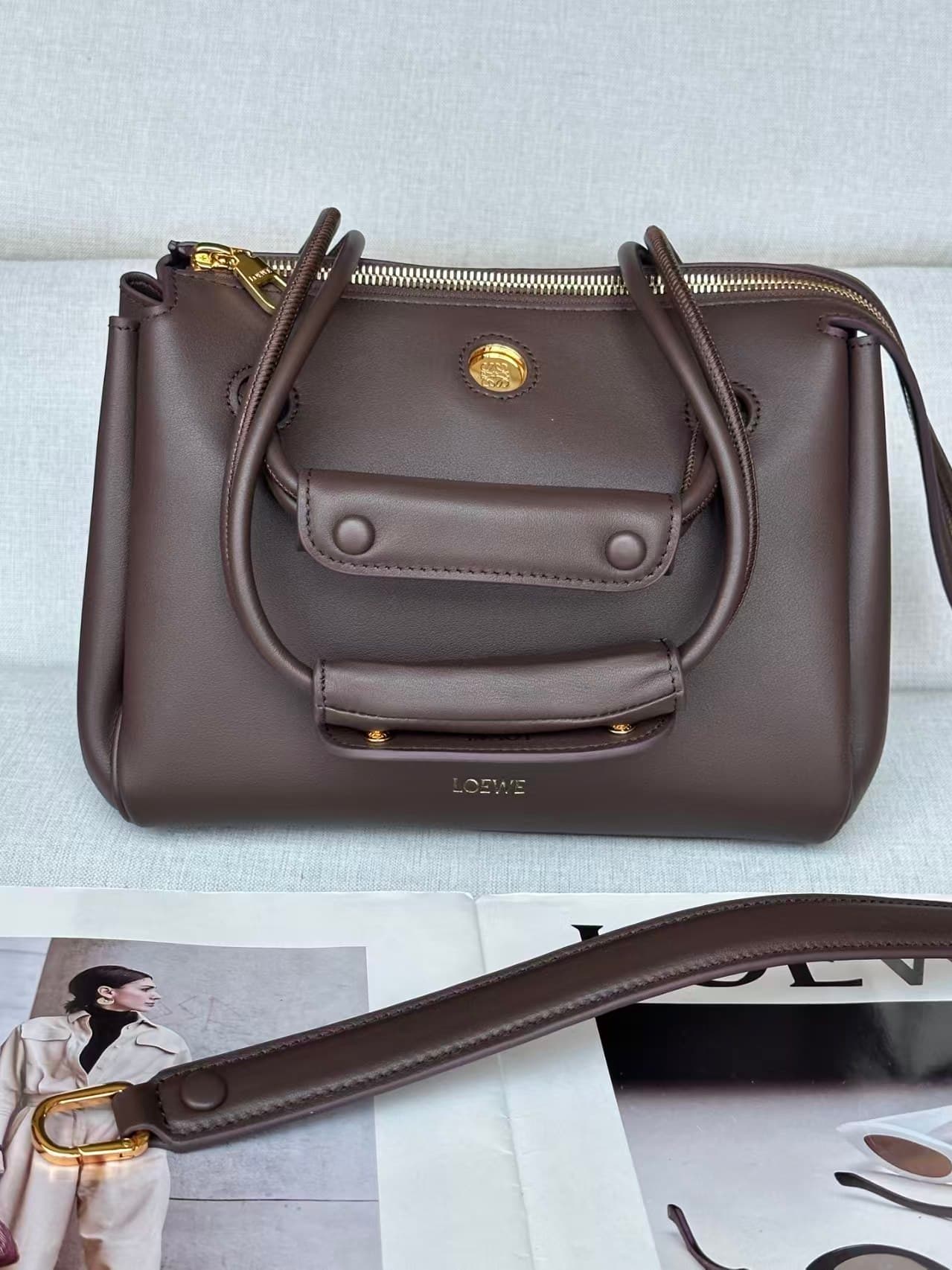 LOEWE Small Madrid bag in supple Calfskin Dark Brown High