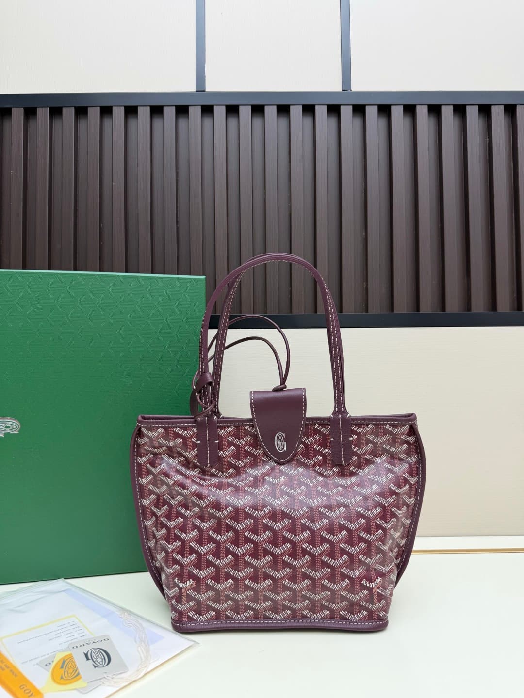 Goyard Mini Anjou Tote Goyardine Canvas with White Painted Mascot Burgundy  High