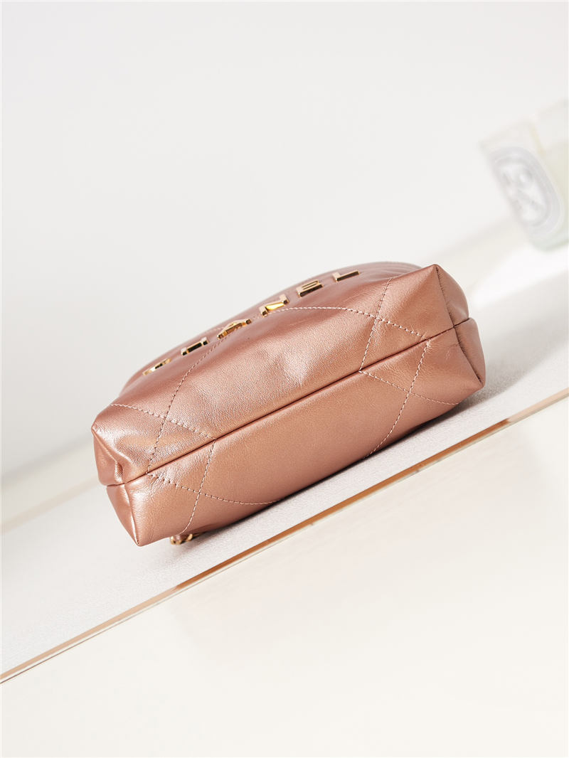Chanel 22 MINI HANDBAG Metallic Calfskin Copper & Gold-Tone Metal AS3980 A
