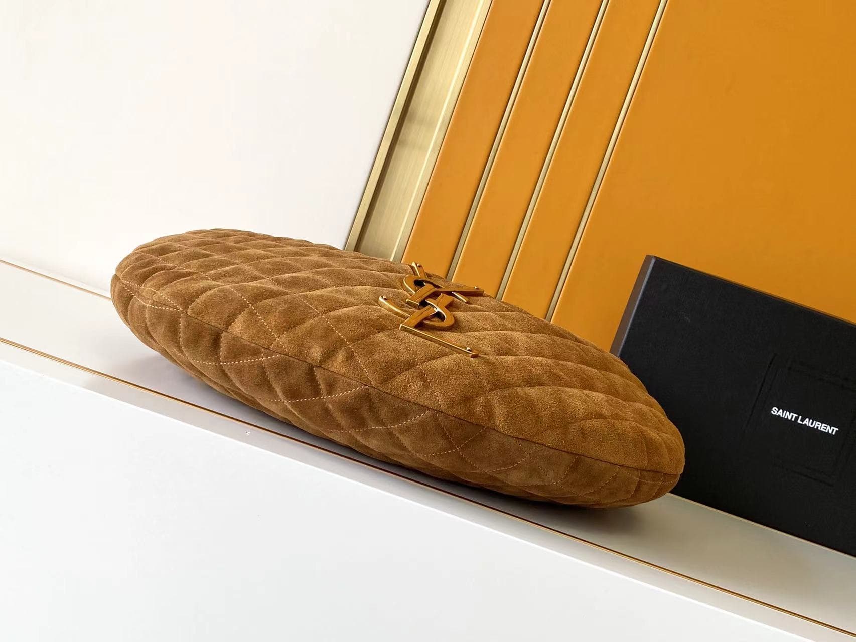 ICARE hobo in quilted suede CARAMEL COGNAC High