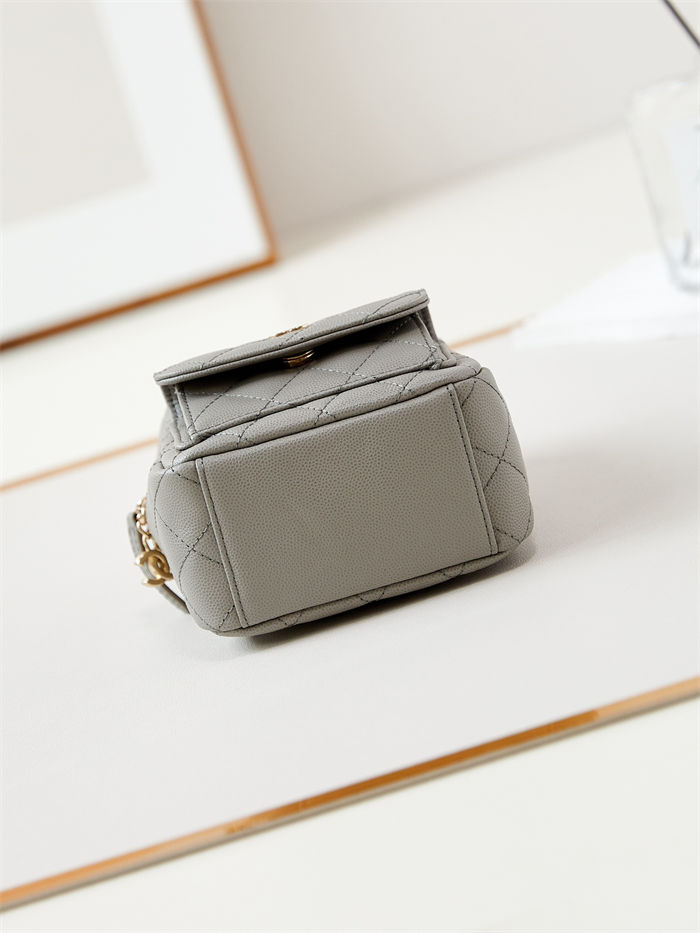 Chanel Mini Backpack Grained Calfskin Gold-Tone Metal AP3753 Grey A