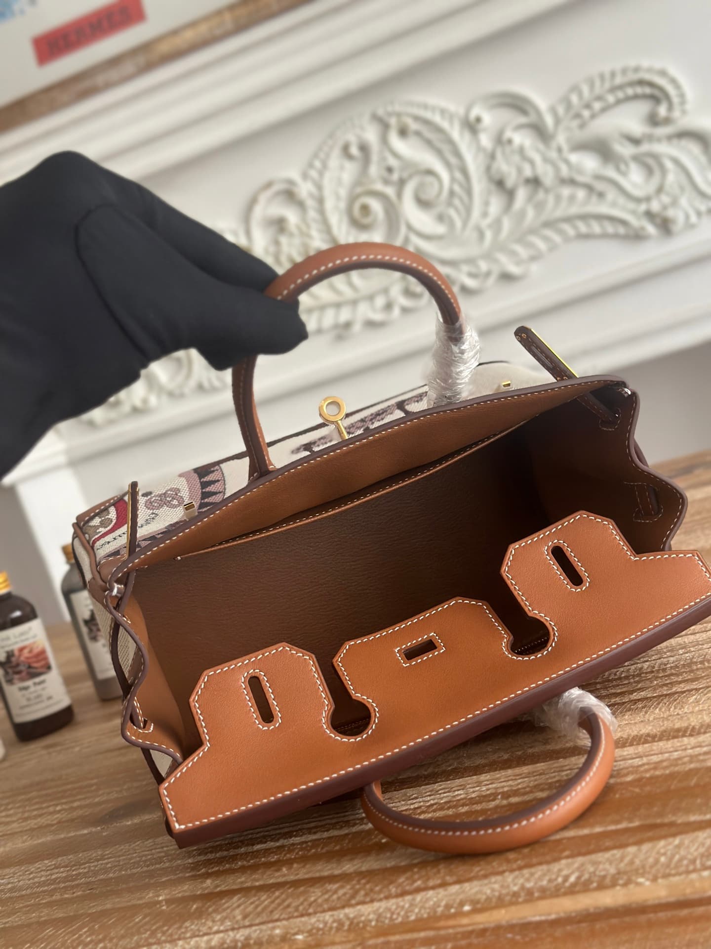 Hermes Birkin 25/30 Bag Canvas & Swift Leather WAX High