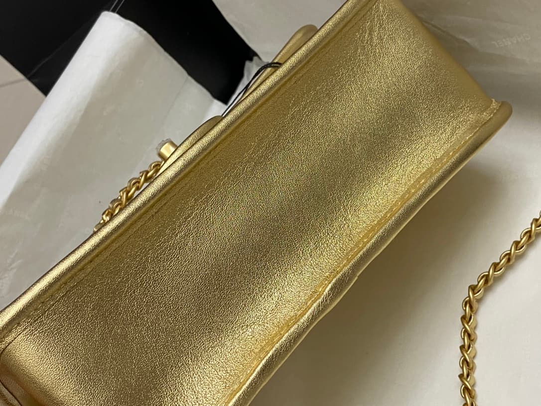 Chanel Small Flap Bag Metallized Braided Calfskin & Gold-Tone Metal  Gold AS4797 High