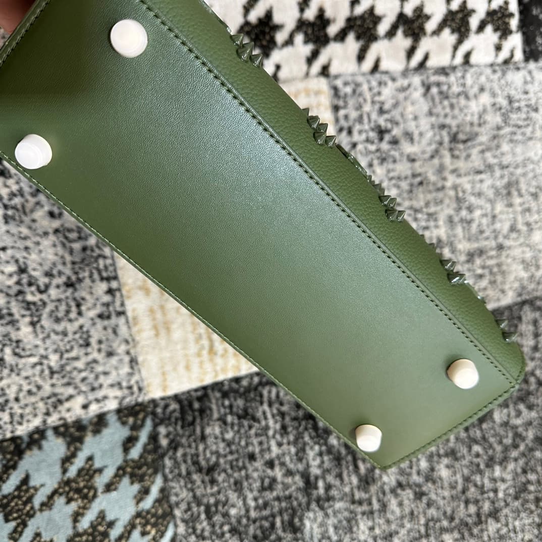 Christian Louboutin Paloma leather tote bag in Green with spikes &studs High