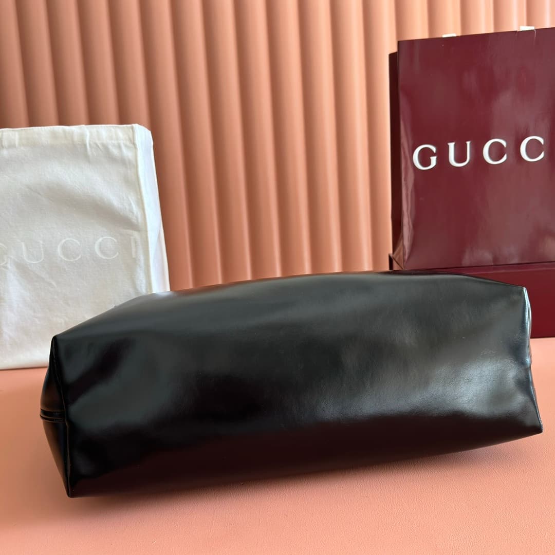 Gucci Giglio large tote bag Black soft glossy leather ‎853971 High