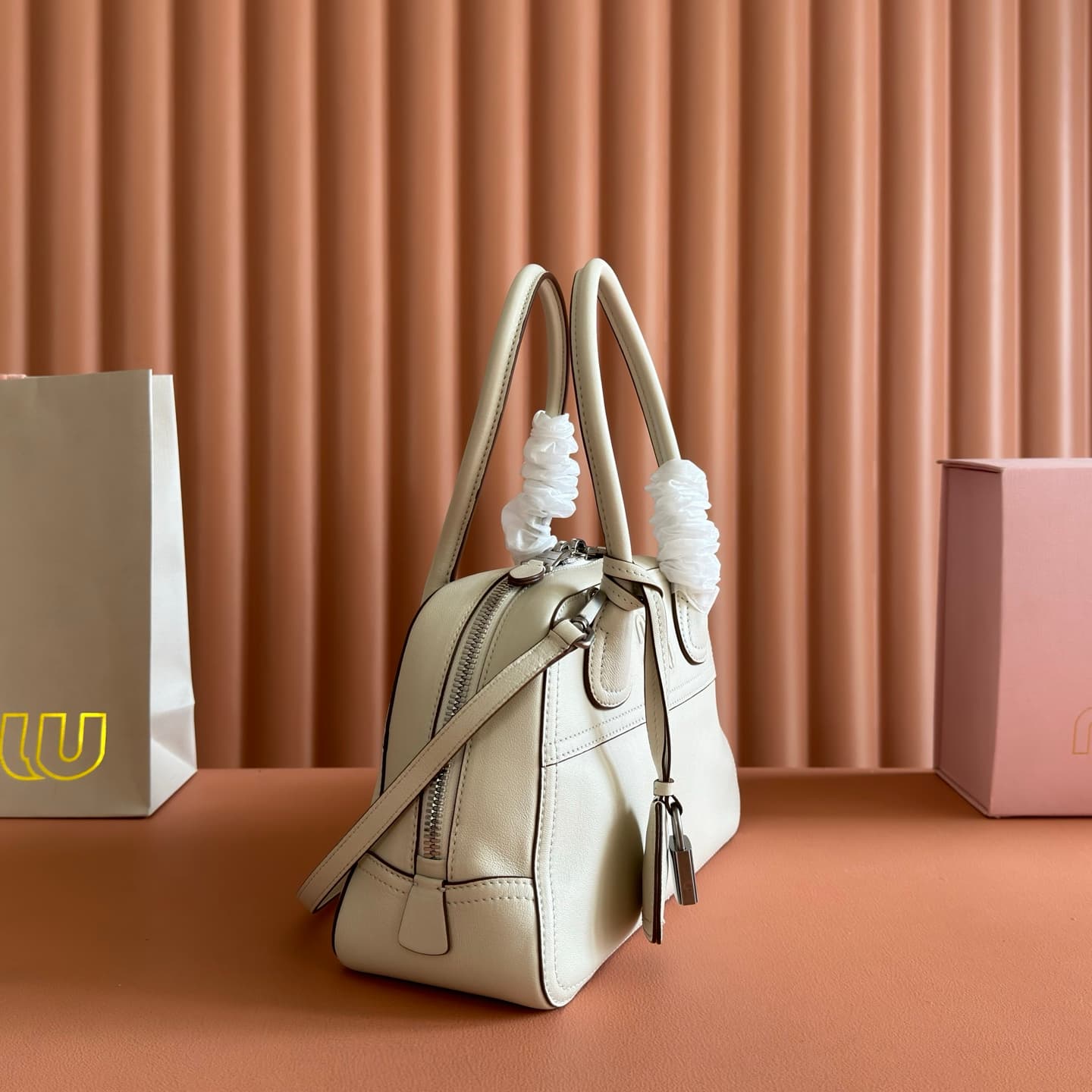 Miu Miu Vivant nappa leather bag Chalk White 5BB200  TOP