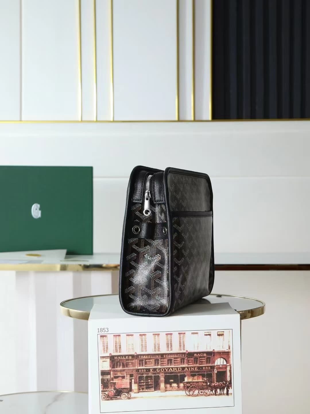 Goyard Jouvence Toiletry Bag in Black Goyardine Canvas High
